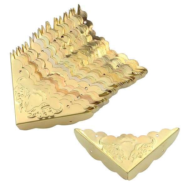 Antrader "Antrader Antique Gold Corner Protectors - 24 Pack Decorative Edge Guards for Furniture Safety, 1.6" x 1.6""
