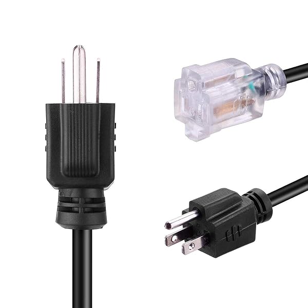 Miady Miady Short Power Extension Cord Outlet Saver 16AWG 13A 3 Prong 4 Pack Black 8 Inch with Lighted End - View 3 of 5