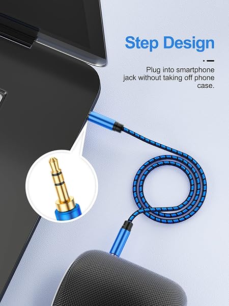 NC XQIN NC XQIN 30ft Aux Cord - Nylon Braided 3.5mm Audio Cable for Car, Headphones, Speakers & More - View 4 of 9