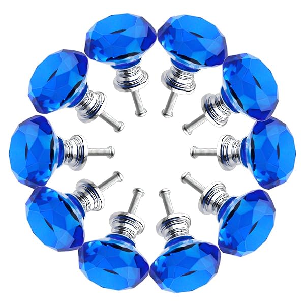BNYZWOT BNYZWOT 30mm Crystal Glass Cabinet Knobs - Diamond Shape Drawer Pulls for Kitchen & Dresser (10 Pcs)