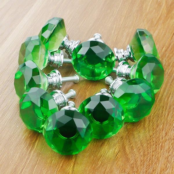 BNYZWOT BNYZWOT Crystal Glass Cabinet Knobs 30mm Diamond Shape Drawer Kitchen Cabinets Dresser Cupboard Wardrobe Pulls Handles 10 Pcs - View 4 of 9