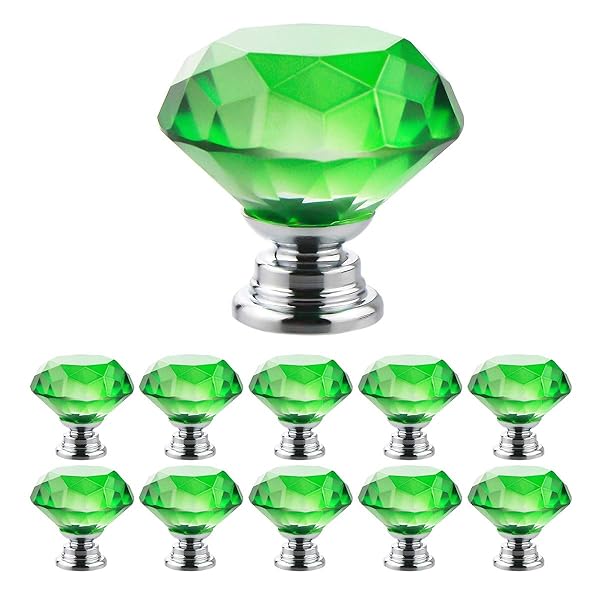 BNYZWOT BNYZWOT Crystal Glass Cabinet Knobs 30mm Diamond Shape Drawer Kitchen Cabinets Dresser Cupboard Wardrobe Pulls Handles 10 Pcs - View 8 of 9