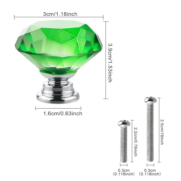 BNYZWOT BNYZWOT Crystal Glass Cabinet Knobs 30mm Diamond Shape Drawer Kitchen Cabinets Dresser Cupboard Wardrobe Pulls Handles 10 Pcs - View 9 of 9