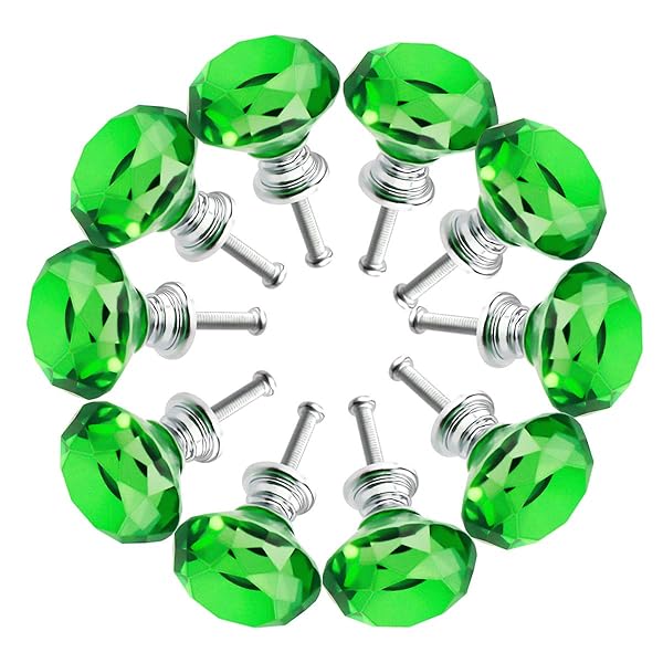 BNYZWOT BNYZWOT Crystal Glass Cabinet Knobs 30mm Diamond Shape Drawer Kitchen Cabinets Dresser Cupboard Wardrobe Pulls Handles 10 Pcs - View 3 of 9