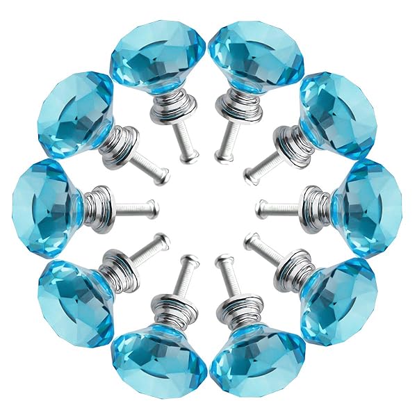 BNYZWOT BNYZWOT Crystal Glass Cabinet Knobs 30mm Diamond Shape Drawer Kitchen Cabinets Dresser Cupboard Wardrobe Pulls Handles 10 Pcs