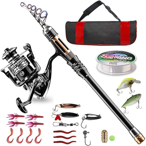 BlueFire BlueFire Fishing Rod Kit Carbon Fiber Telescopic Fishing Pole and Reel Combo with Accessories for Beginners Adults Saltwater Freshwater 2.1M