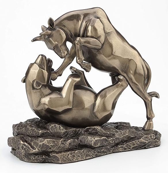 Veronese Design Veronese 6-Inch Wall Street Bull & Bear Statue - Perfect Financial Broker Gift in Cold Cast Resin Bronze Finish