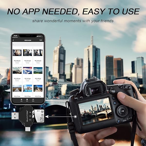 SUNTRSI 4-in-1 SD Card Reader for iPhone, iPad, Android, Mac & PC - Portable Adapter for SD & Micro SD Cards - View 7 of 9