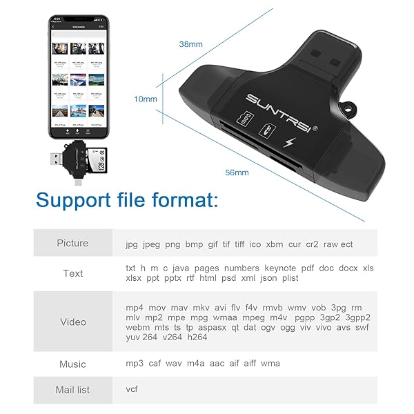 SUNTRSI 4-in-1 SD Card Reader for iPhone, iPad, Android, Mac & PC - Portable Adapter for SD & Micro SD Cards - View 9 of 9