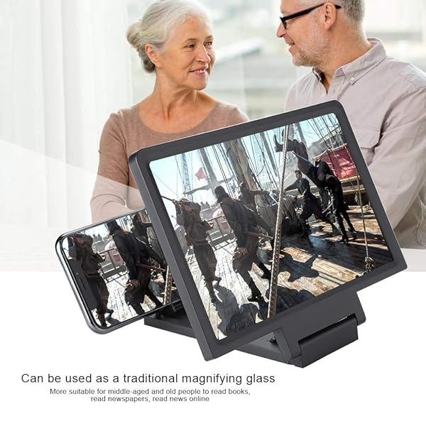 ASHATA ASHATA 7 Inch Smartphone Screen Magnifier HD Mobile Phone Display for Movies and Videos Black - View 3 of 9