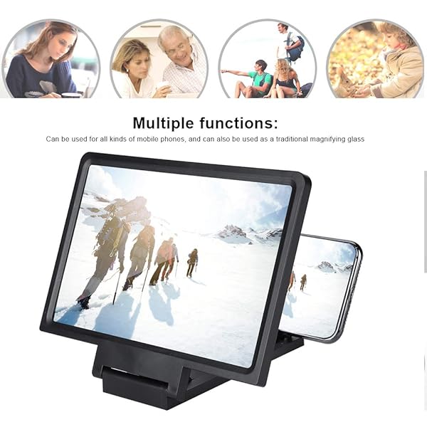 ASHATA ASHATA 7 Inch Smartphone Screen Magnifier HD Mobile Phone Display for Movies and Videos Black - View 4 of 9