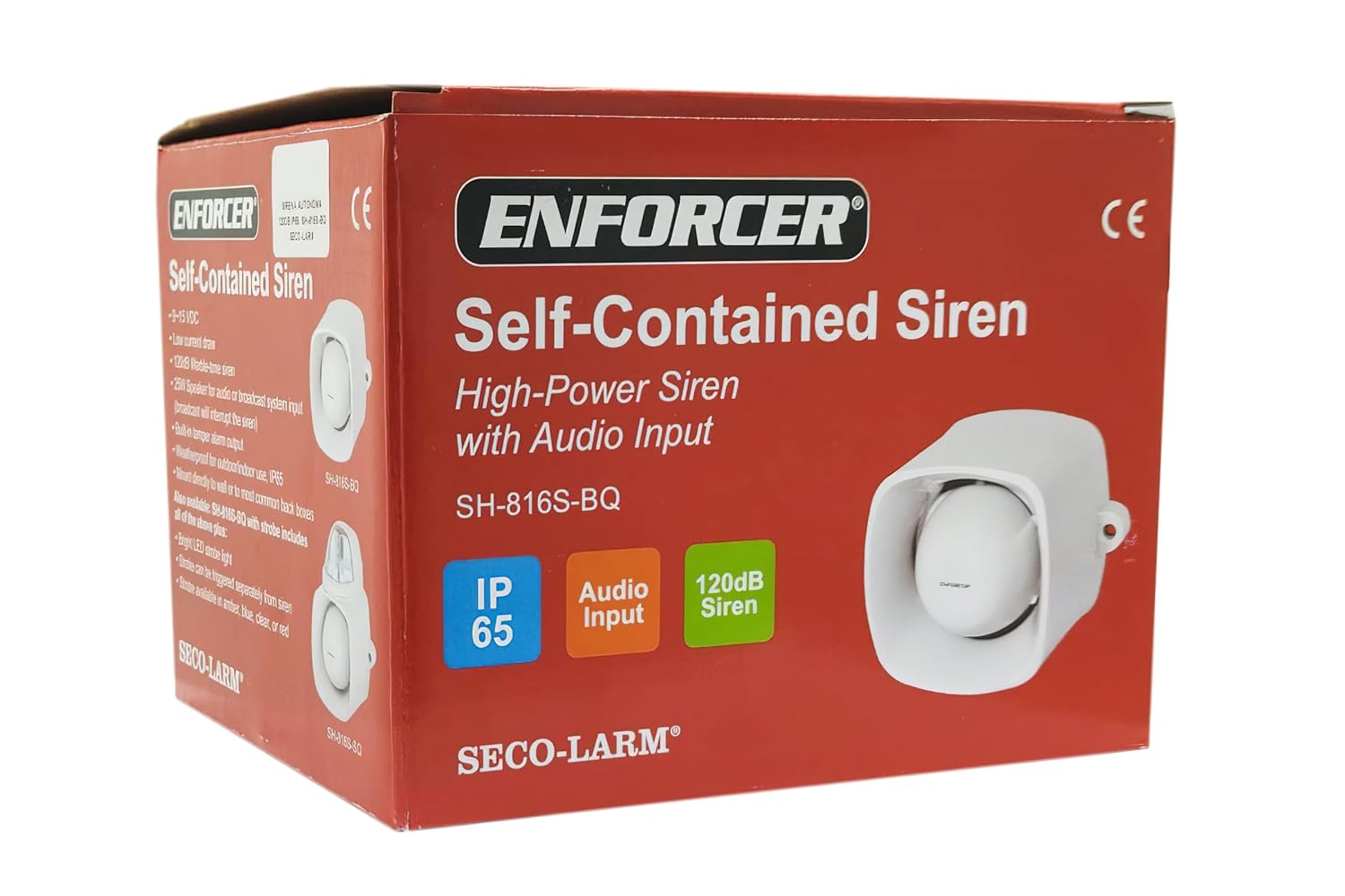 Seco-Larm Seco-Larm SH-816S-BQ 120dB Self-Contained Siren with 25W Speaker and Audio Input Weatherproof for Indoor Outdoor Use White - View 3 of 3