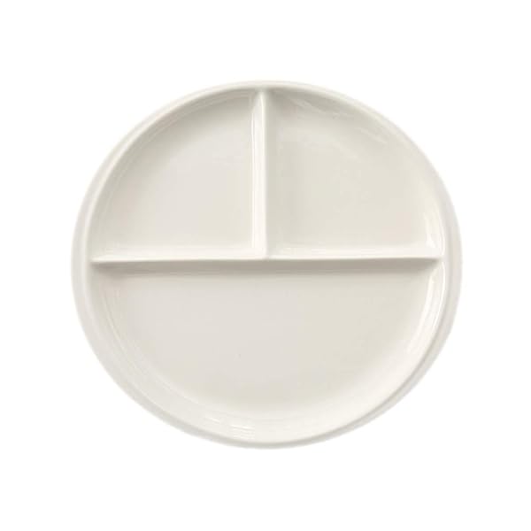 FLYING BALLOON Elegant Round Ceramic Divided Plates - White & Dark Blue Dinnerware for Stylish Dining