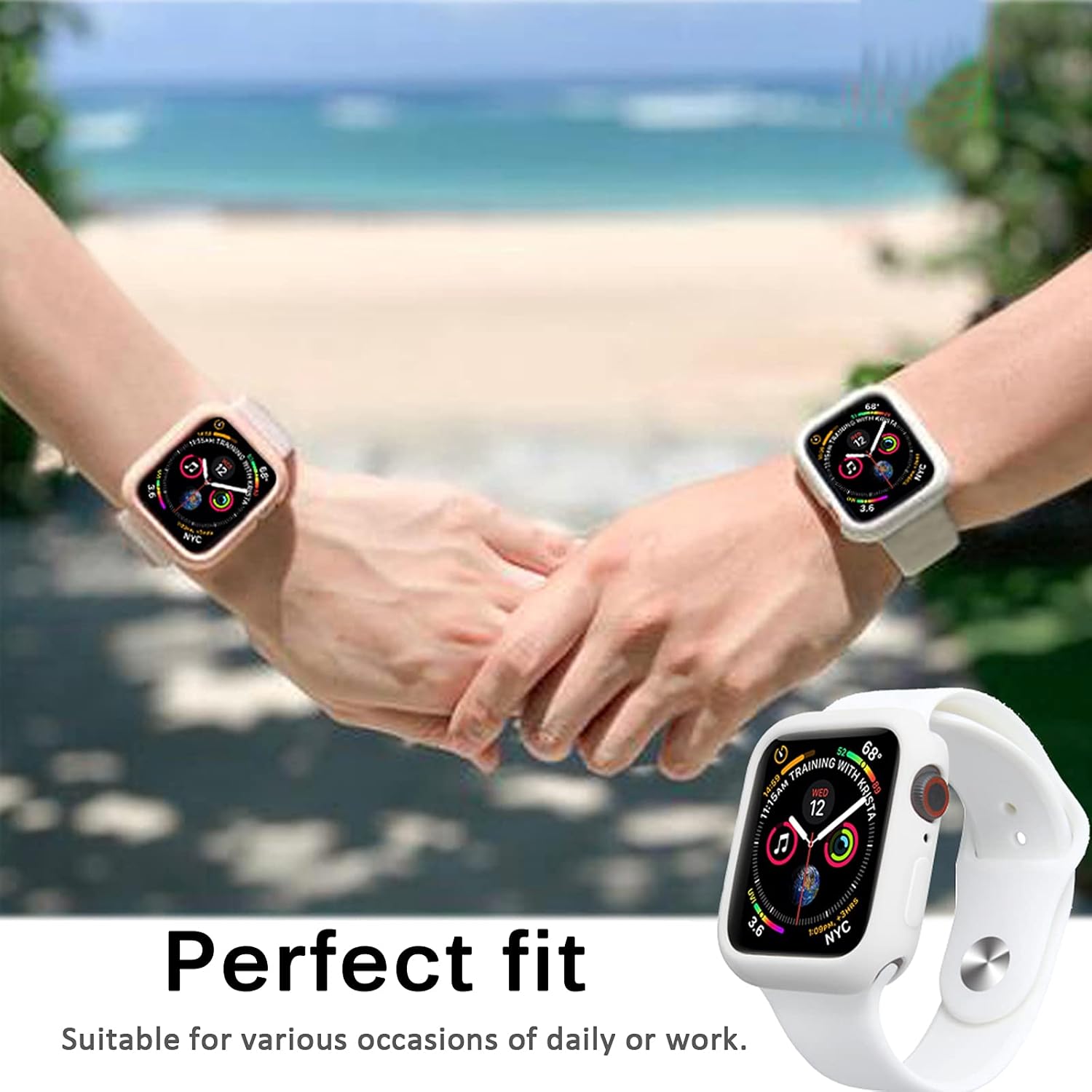 Miimall Miimall Apple Watch Case 40mm Compatible with Series 4 5 6 Durable Flexible TPU Protective Bumper Cover White - View 6 of 9