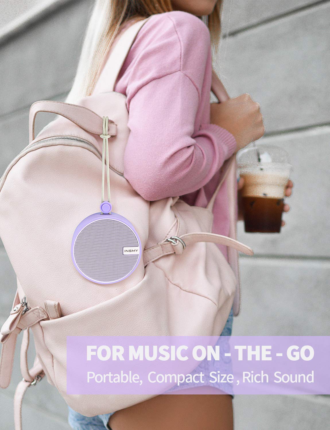 INSMY INSMY C12 Waterproof Bluetooth Shower Speaker Portable Small Loud Clear Sound Suction Cup for Kayak Canoe Beach Gift Purple - View 4 of 9