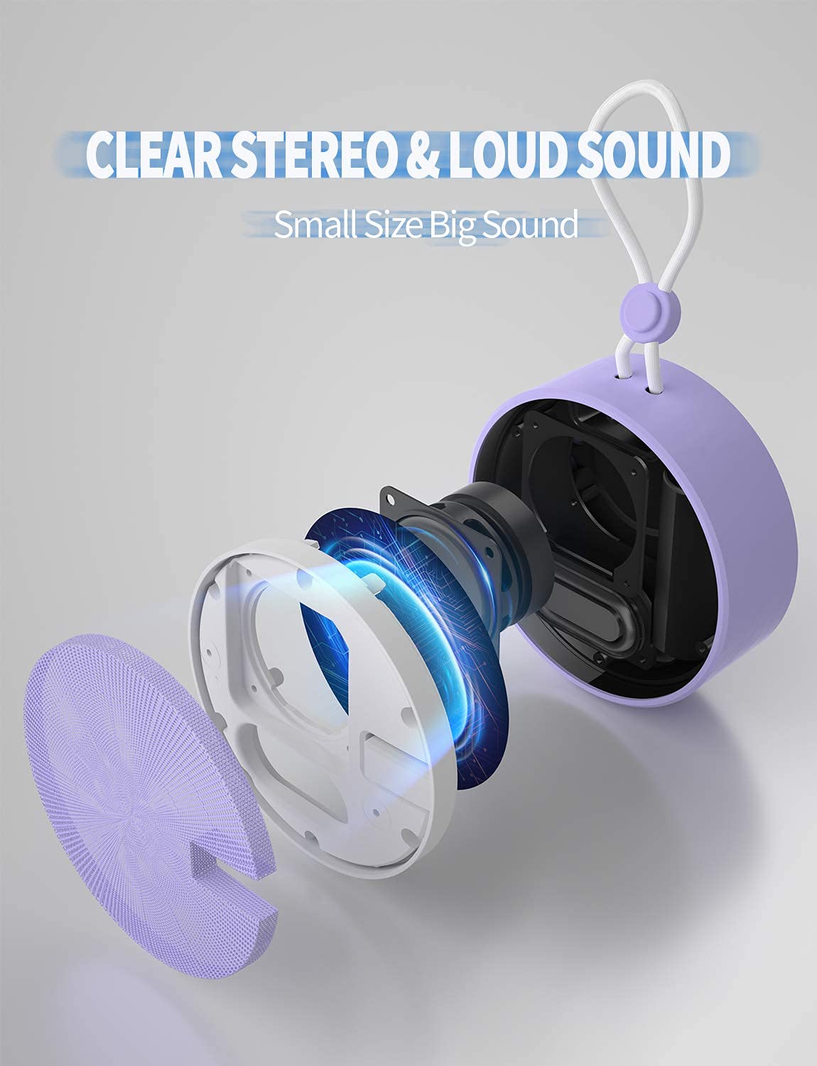 INSMY INSMY C12 Waterproof Bluetooth Shower Speaker Portable Small Loud Clear Sound Suction Cup for Kayak Canoe Beach Gift Purple - View 7 of 9