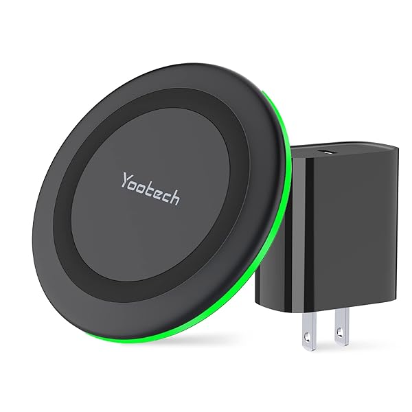yootech Yootech 10W Max Wireless Charger Pad with Quick Adapter Compatible with iPhone 16 Series Samsung Galaxy S22 and AirPods Pro 2