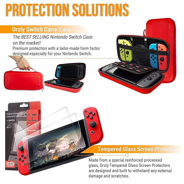 Orzly Orzly Accessories Bundle for Nintendo Switch & OLED: Case, Screen Protector, Joycon Grips & More - Geek Pack ColorPop - View 5 of 10