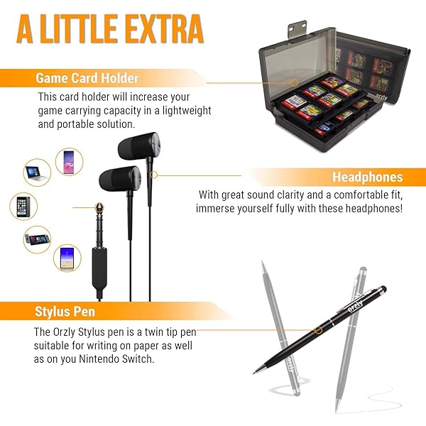 Orzly Orzly Accessories Bundle for Nintendo Switch & OLED: Case, Screen Protector, Joycon Grips & More - Geek Pack ColorPop - View 9 of 10