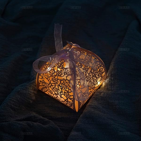 AUEAR AUEAR 50 Pack Rose Candy Boxes 2.4x2.4 Laser Cut Chocolate Gift for Wedding Bridal Shower Anniversary Favors Pink - View 3 of 9