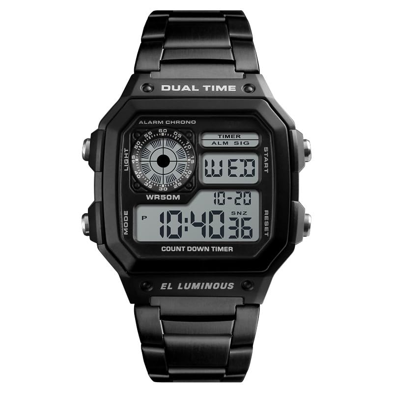 PASOY Men's Waterproof Digital Watch: Multi-Function, 2 Time Zones, Alarm & Stopwatch - Perfect for Active Lifestyles - View 2 of 7