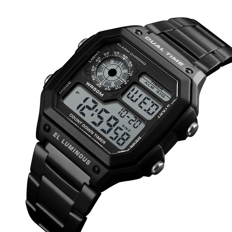 PASOY Men's Waterproof Digital Watch: Multi-Function, 2 Time Zones, Alarm & Stopwatch - Perfect for Active Lifestyles - View 5 of 7