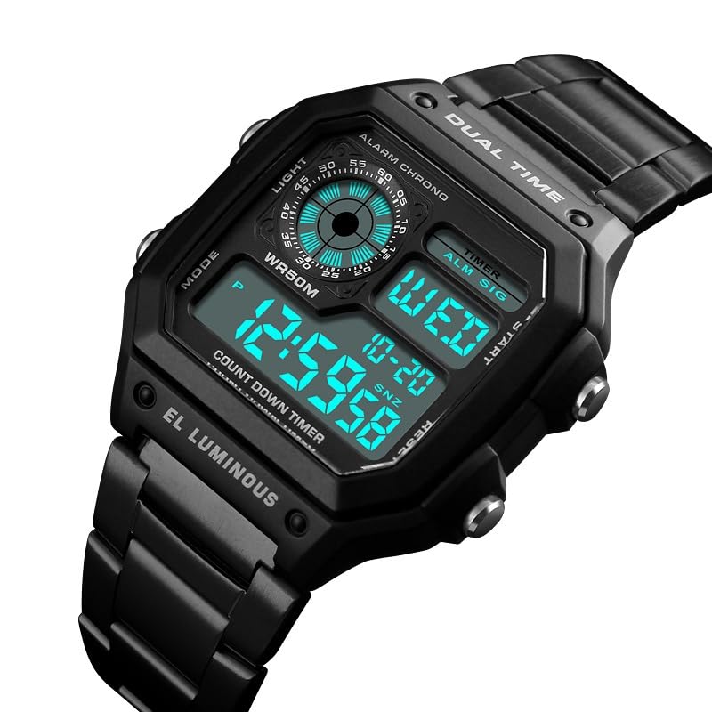 PASOY Men's Waterproof Digital Watch: Multi-Function, 2 Time Zones, Alarm & Stopwatch - Perfect for Active Lifestyles - View 6 of 7