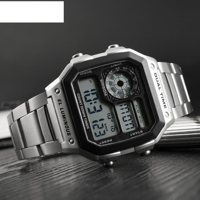 PASOY Men's Waterproof Digital Watch: Multi-Function, 2 Time Zones, Alarm & Stopwatch - Perfect for Active Lifestyles - View 7 of 7
