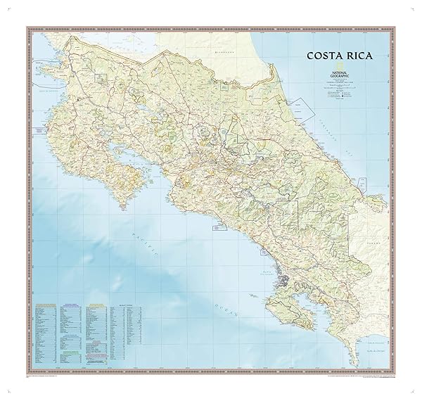 National Geographic National Geographic Costa Rica Wall Map 38 x 36 inches Art Quality Print for Home Decor and Travel Enthusiasts