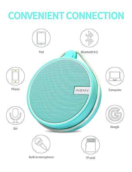 INSMY INSMY C12 Waterproof Bluetooth Speaker: Portable, Loud Sound, TF Card Support - Perfect for Kayaking, Beach & Outdoor Fun! - View 8 of 10