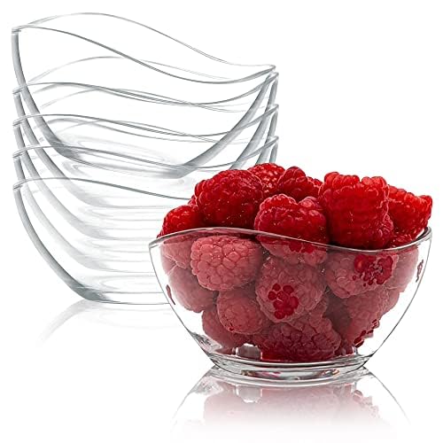 Vikko Vikko Dessert Bowls Set of 6 - 10oz Glass Ice Cream, Snack & Salad Bowls - Microwave & Dishwasher Safe