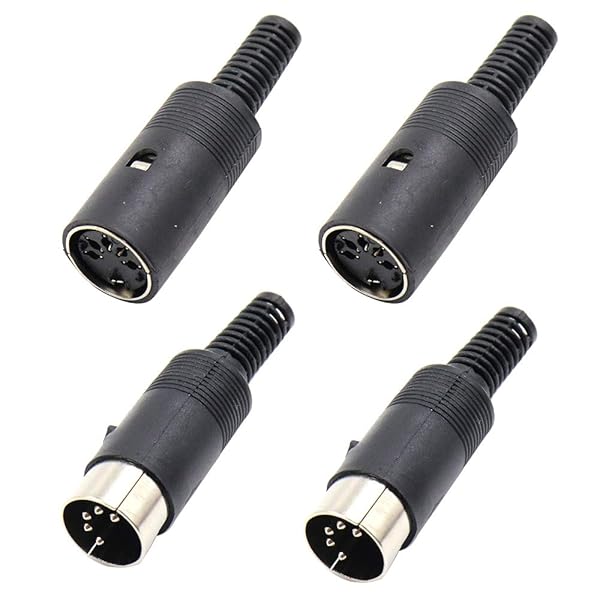 Buy Hxchen 2 Sets 5Pin DIN Adapter Socket - Male & Female Audio AV Connectors in Black