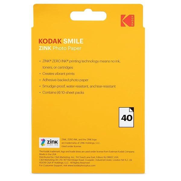 KODAK Buy Kodak 3.5x4.25 Premium Zink Photo Paper (40 Sheets) for Smile Classic Instant Camera - View 4 of 6