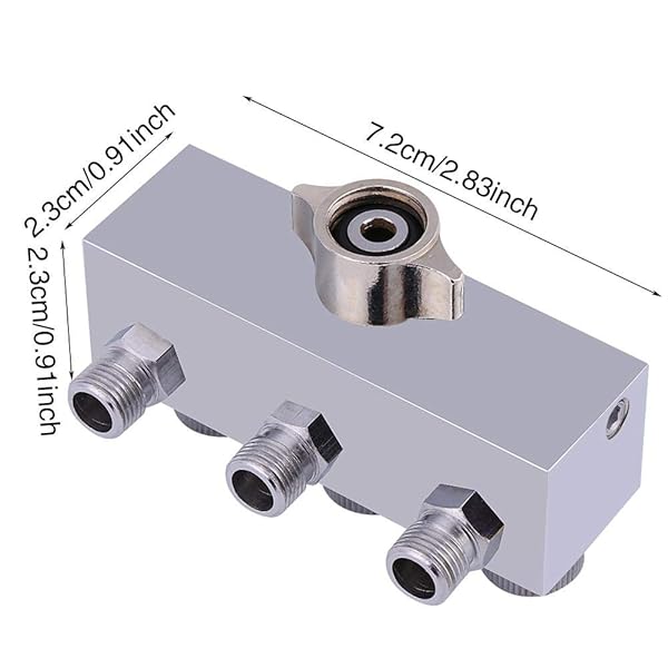 Hztyyier "3-Way Airbrush Manifold Hose Splitter Fitting 1/8" BSP with Adjustable Knob Valve for Precision Air Control" - View 4 of 9