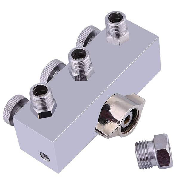 "3-Way Airbrush Manifold Hose Splitter Fitting 1/8" BSP with Adjustable Knob Valve for Precision Air Control"
