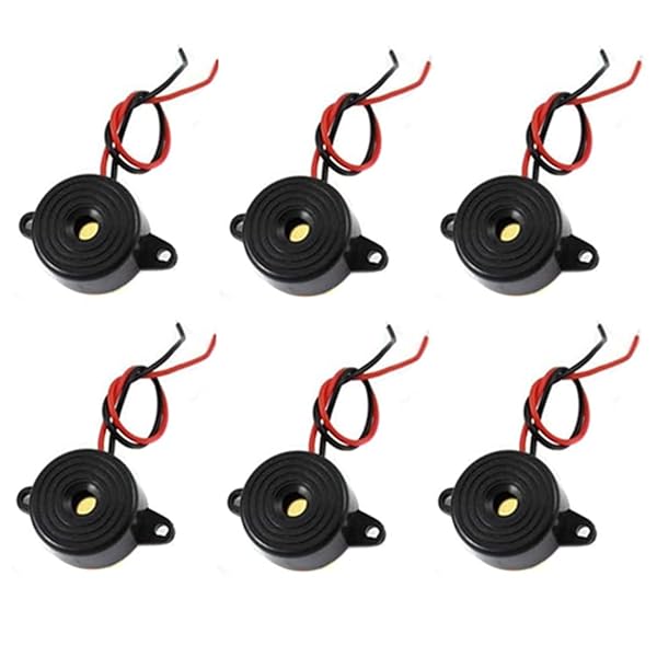 Bnafes 6 Pcs DC 3-24V 85dB Sound Electronic Buzzer Alarm Black Compact Size 23 x 12mm