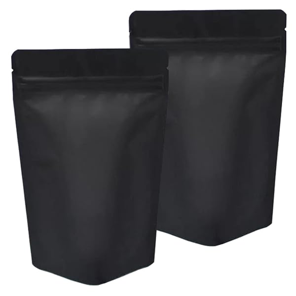 UCOFFEE UCOFFEE 100 Mylar Bags 4x6 Inches Resealable Foil Pouch Stand Up Airtight Ziplock Bulk Matte Black Food Storage Bags