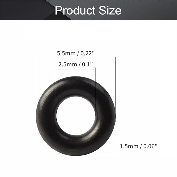 Othmro Othmro 50pcs Nitrile Rubber O-Rings 1.5mm Wire Dia 5.5mm OD for Oil Air Sealing Professional Plumbing Car Repair Black - View 3 of 9