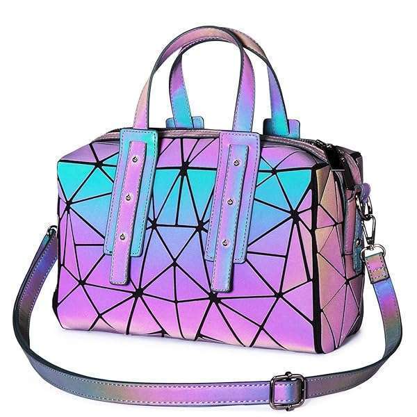 LOVEVOOK LOVEVOOK Geometric Luminous Crossbody Bags: Holographic Reflective Handbags for Women