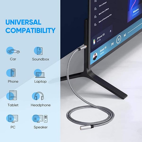 Tan QY 40Ft Audio Extension Cable 3.5mm Stereo Jack Male to Female for Phones Headphones Tablets MP3 Players and More - View 8 of 8