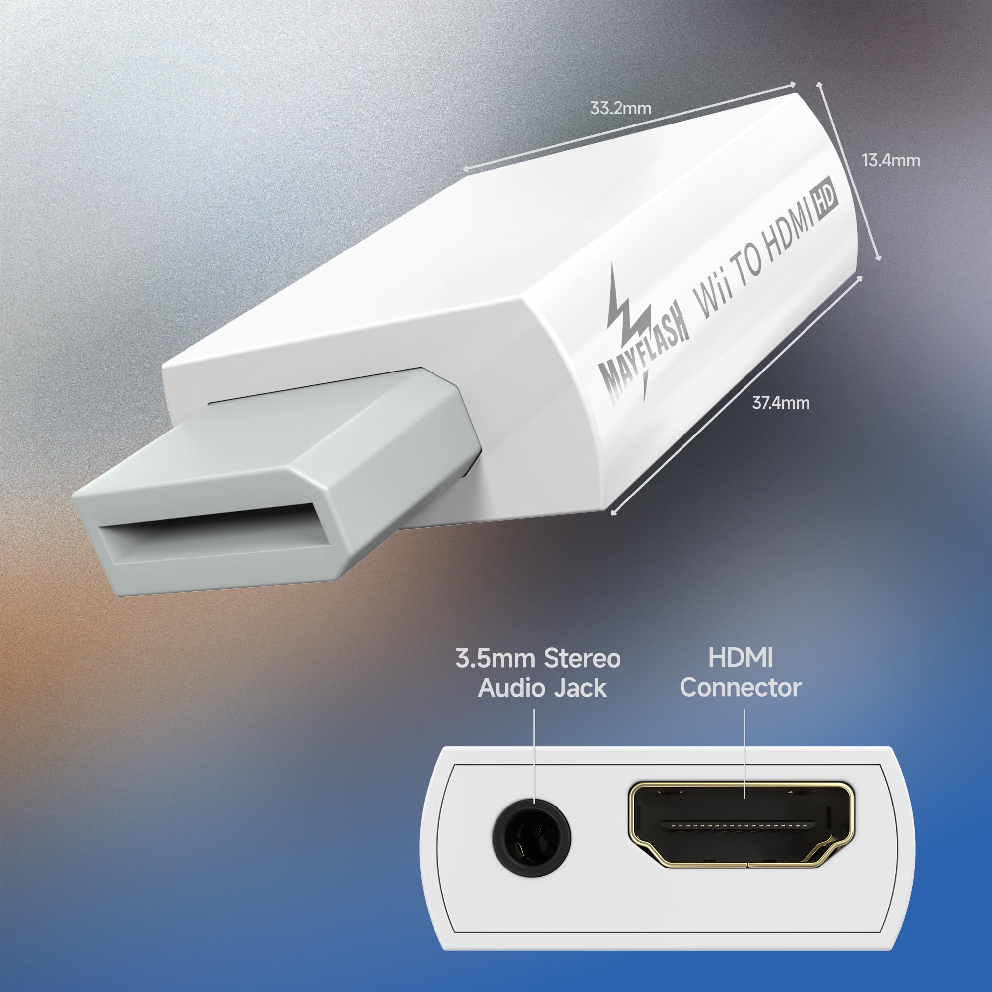 MAYFLASH Wii to HDMI Converter 1080P Full HD Adapter with Audio Jack Compatible with Wii Wii U HDTV Monitor Supports 720P NTS - View 3 of 8