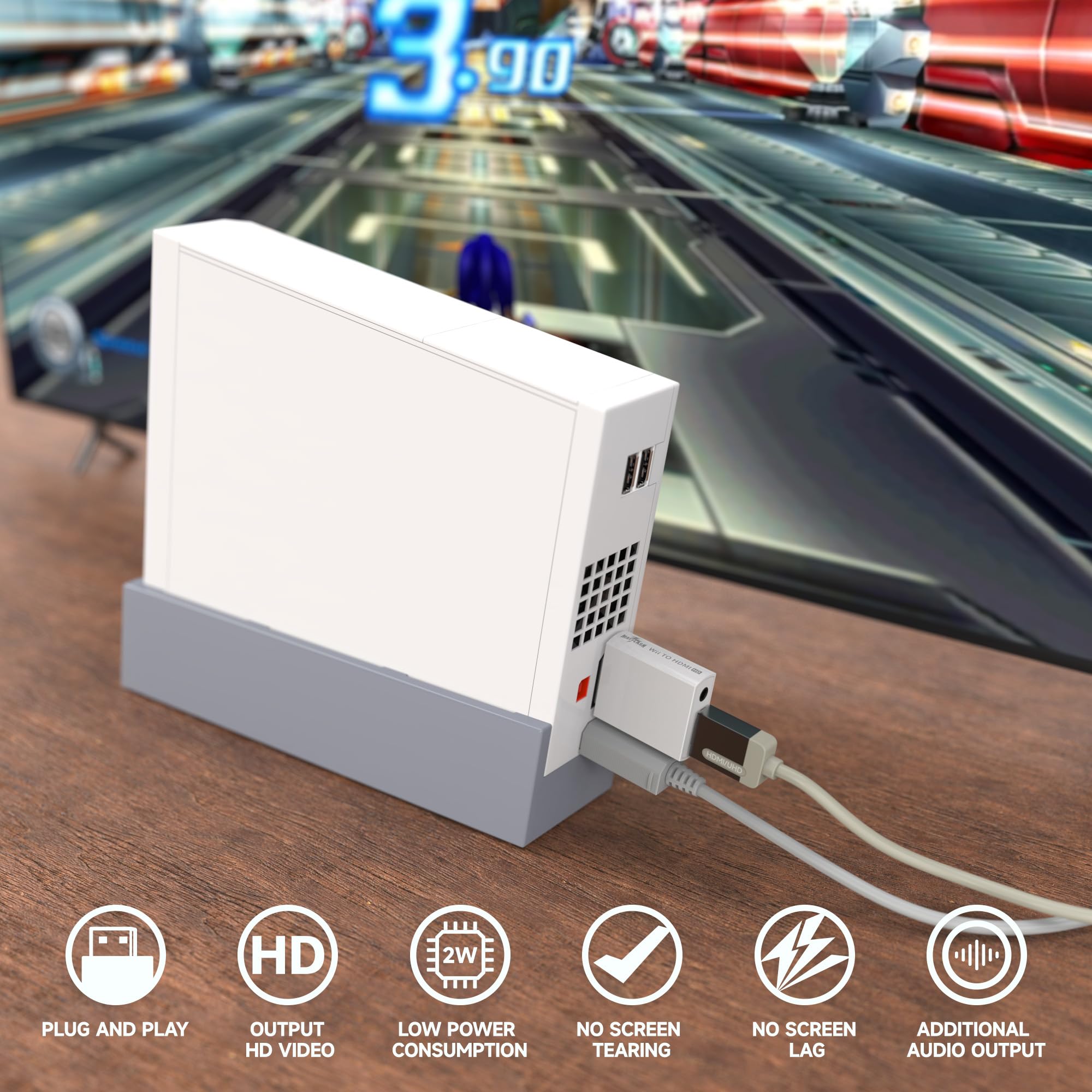 MAYFLASH Wii to HDMI Converter 1080P Full HD Adapter with Audio Jack Compatible with Wii Wii U HDTV Monitor Supports 720P NTS - View 5 of 8