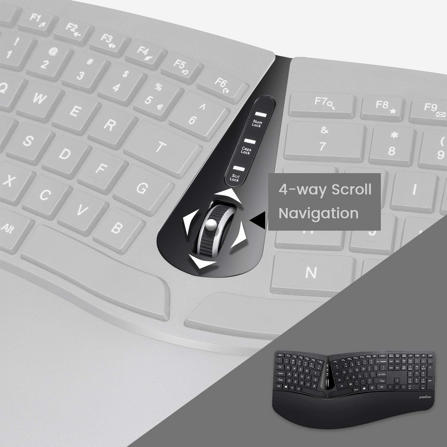 Perixx Periduo-605 Wireless Ergonomic Split Keyboard and Vertical Mouse Combo with Adjustable Palm Rest and Low Profile Keys Black US English Layout - View 5 of 7