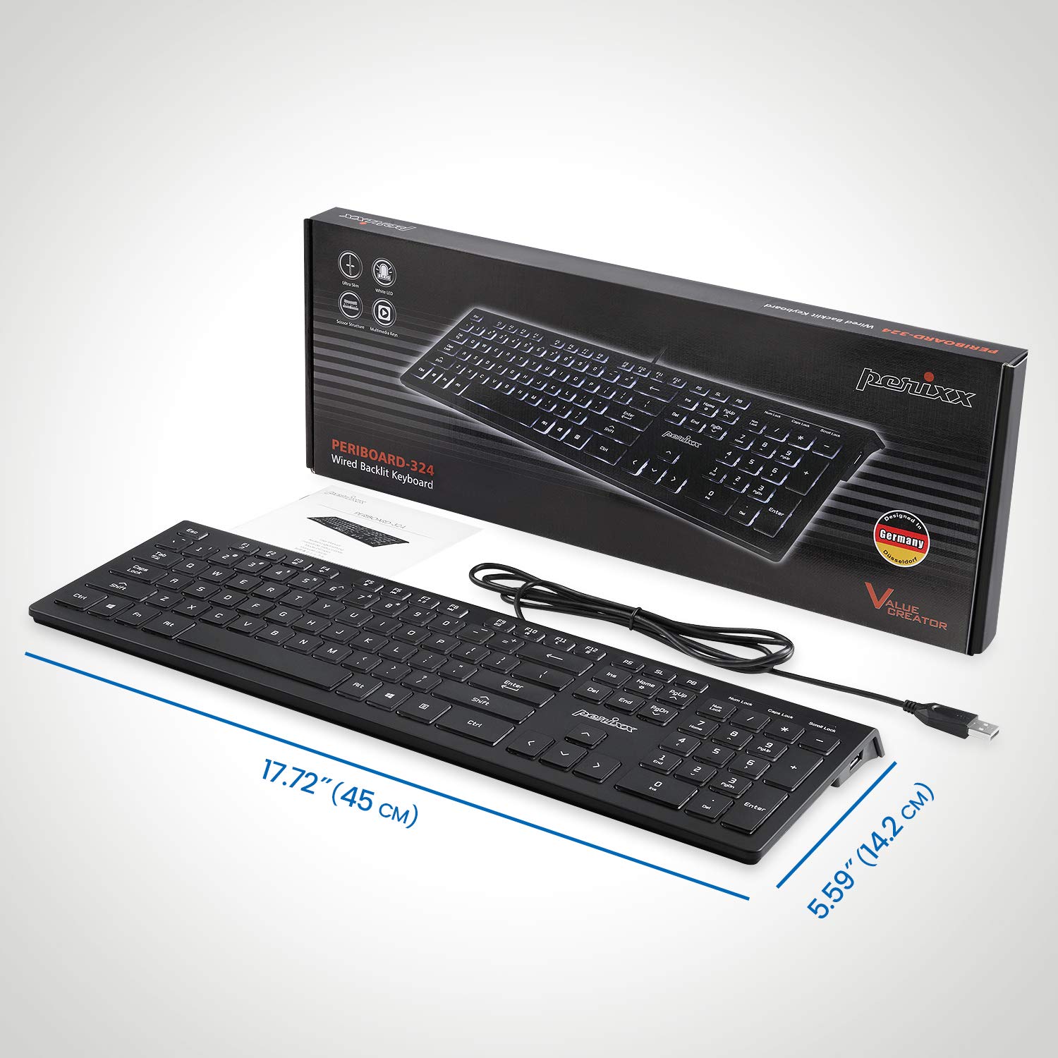 Perixx Periduo-605 Wireless Ergonomic Split Keyboard and Vertical Mouse Combo with Adjustable Palm Rest and Low Profile Keys Black US English Layout - View 7 of 7