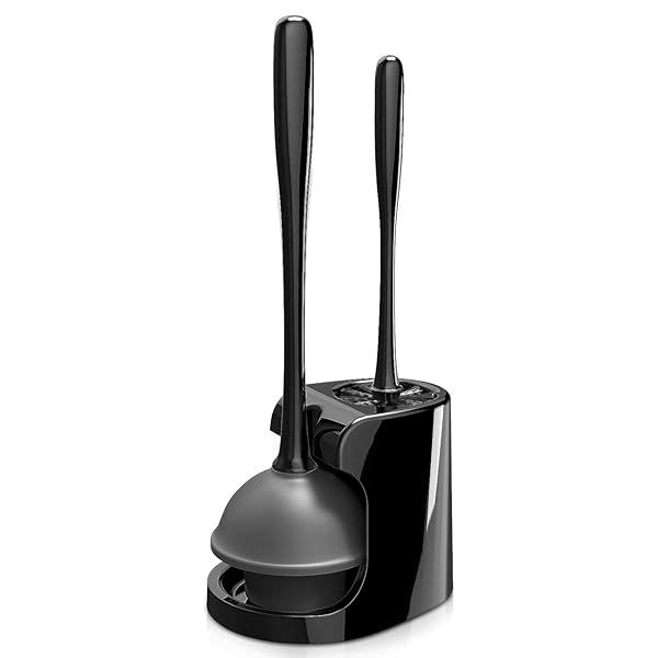 MR.SIGA MR.SIGA Toilet Plunger & Bowl Brush Combo - Essential Bathroom Cleaning Set in Black