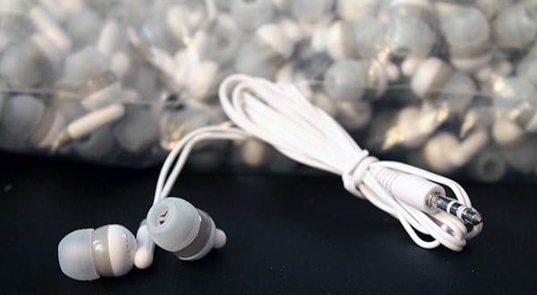 LowCostEarbuds.com Low Cost Earbuds Bulk Wholesale Lot of 50 White and Gray Headphones for Affordable Audio Solutions - View 3 of 4