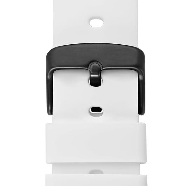 WOCCI WOCCI 18mm Silicone Watch Band Quick Release Rubber Replacement Strap with Black Stainless Steel Buckle in White - View 9 of 9
