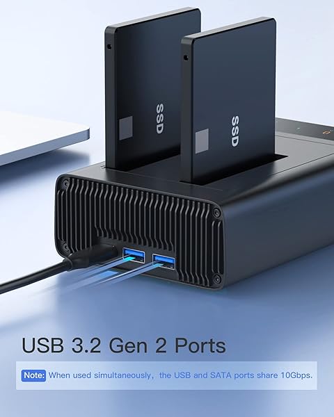 Inateck "Inateck USB 3.2 Gen 2 Hard Drive Docking Station for 2.5" SATA SSD/HDD - Clone Function & Fast Data Transfer" - View 7 of 9