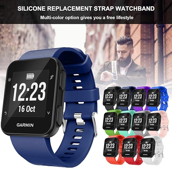 TopPerfekt GVFM Band for Garmin Forerunner 35 Soft Silicone Watch Strap Adjustable 5.11-9.05 Inch Navy Color - View 8 of 8