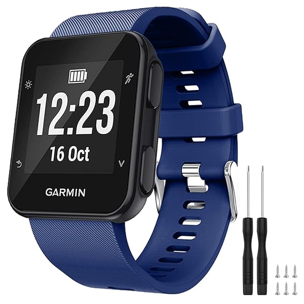 TopPerfekt GVFM Band for Garmin Forerunner 35 Soft Silicone Watch Strap Adjustable 5.11-9.05 Inch Navy Color - View 2 of 8